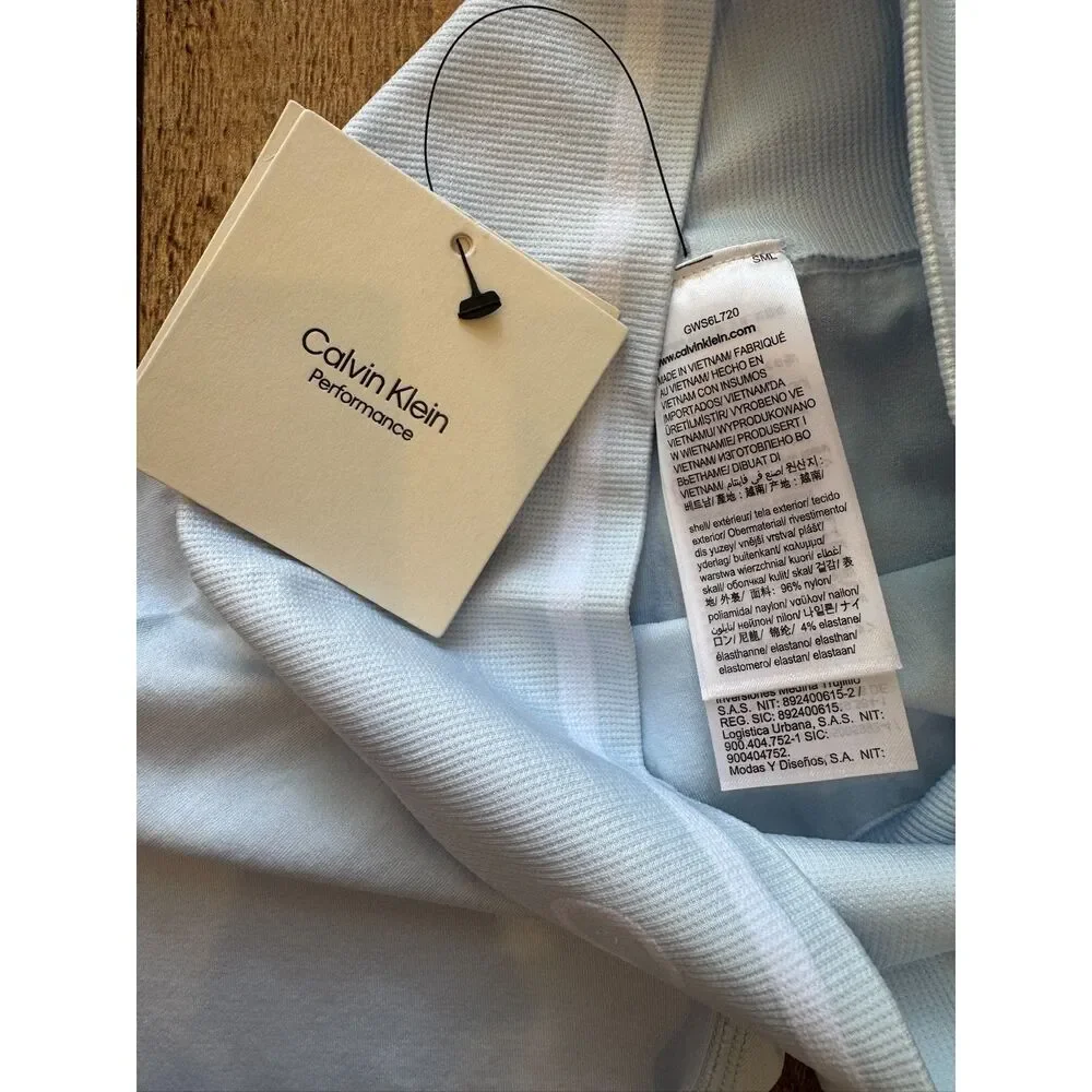 Calvin Klein Performance Light Blue Ribbed Bike Shorts Seamless NEW